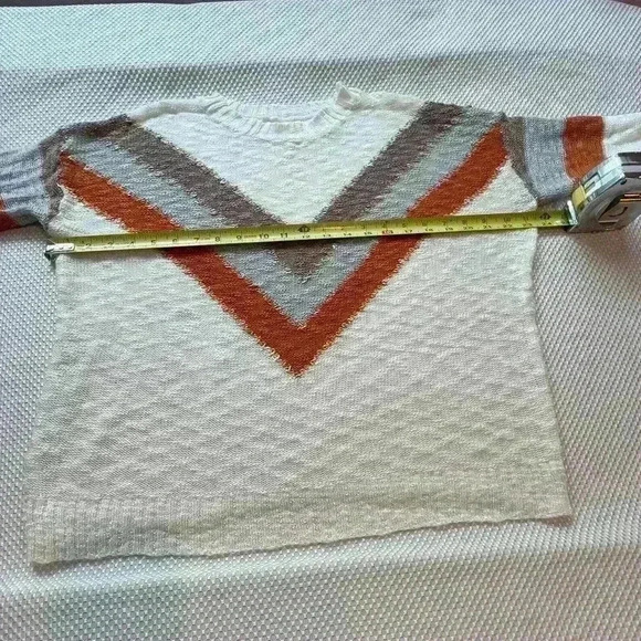 Women's Chevron crewneck Sweater Casual Long Sleeve Knitwear granola colorblock - Picture 5 of 8